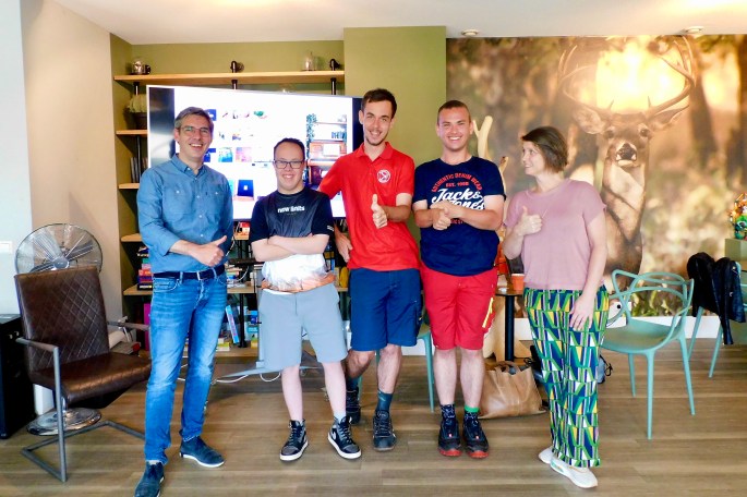 Susanne en Bas van Burobas met Nordin, Sander en Marc