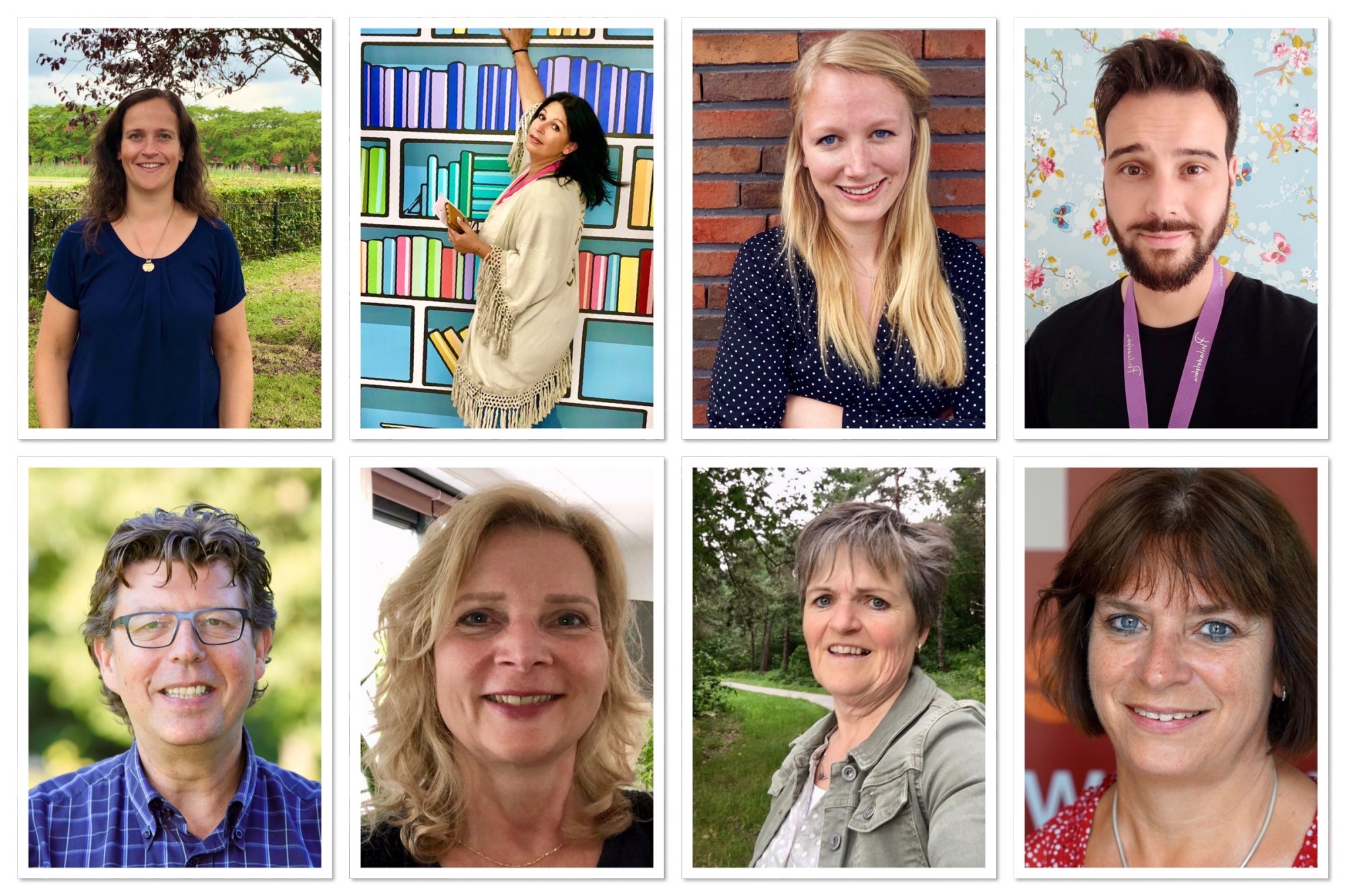 Een collage met foto's van projectmedewerkers