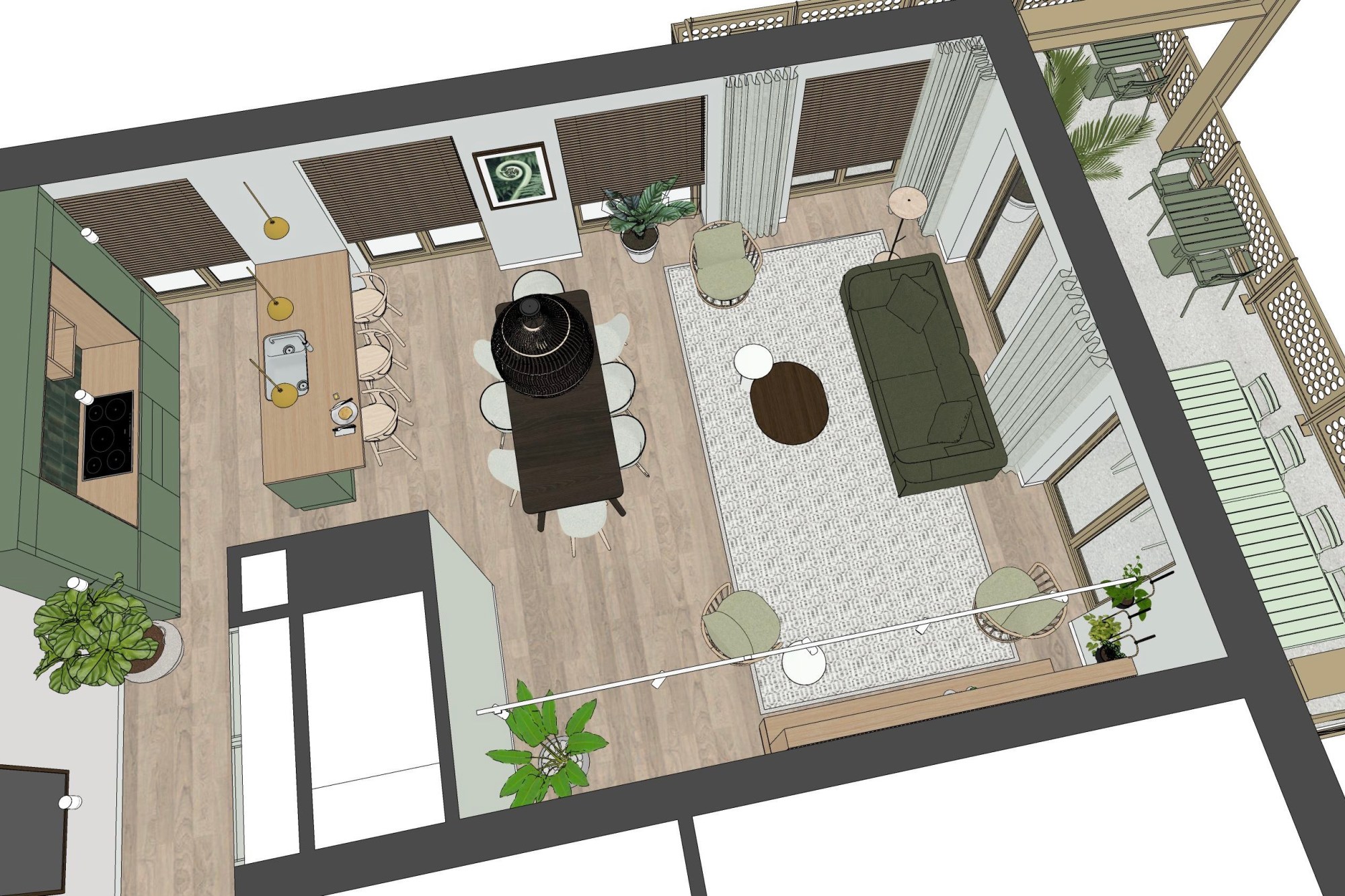 Interieurontwerp gemeenschappelijke woonkamer