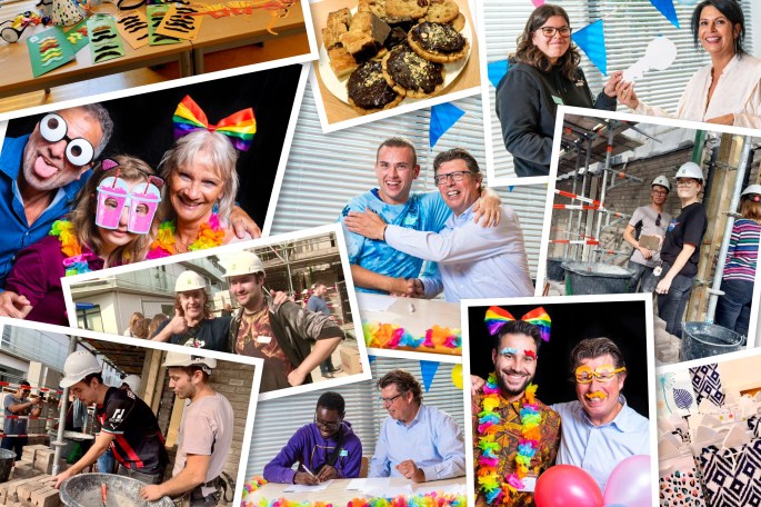 Collage met foto's van het Eerste Steen en Tekenfeest