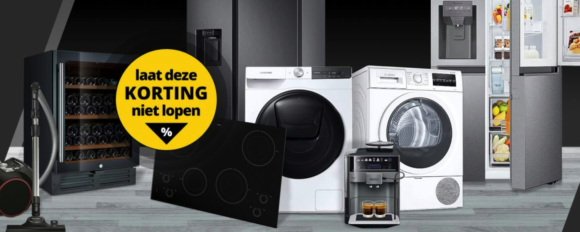 Keukenapparatuur en witgoed met kortingsticker