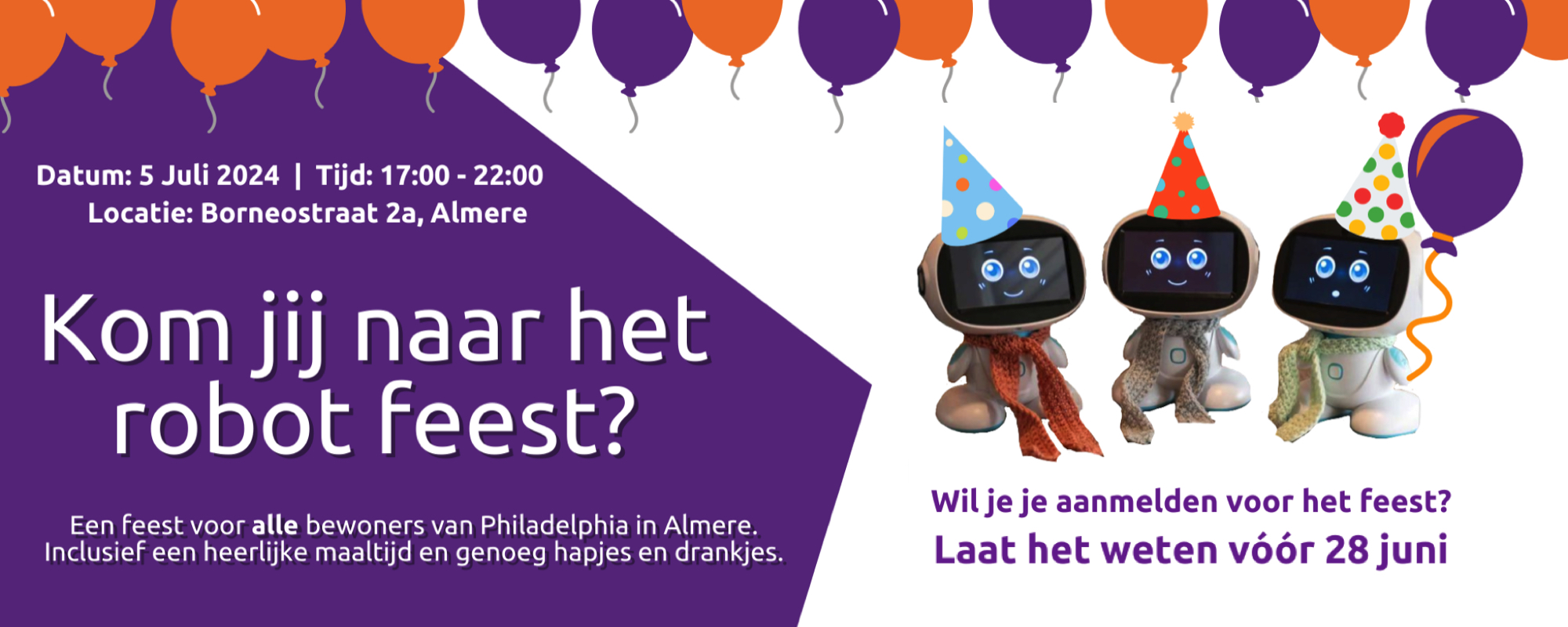 Uitnodiging robot feest nieuwsbrief